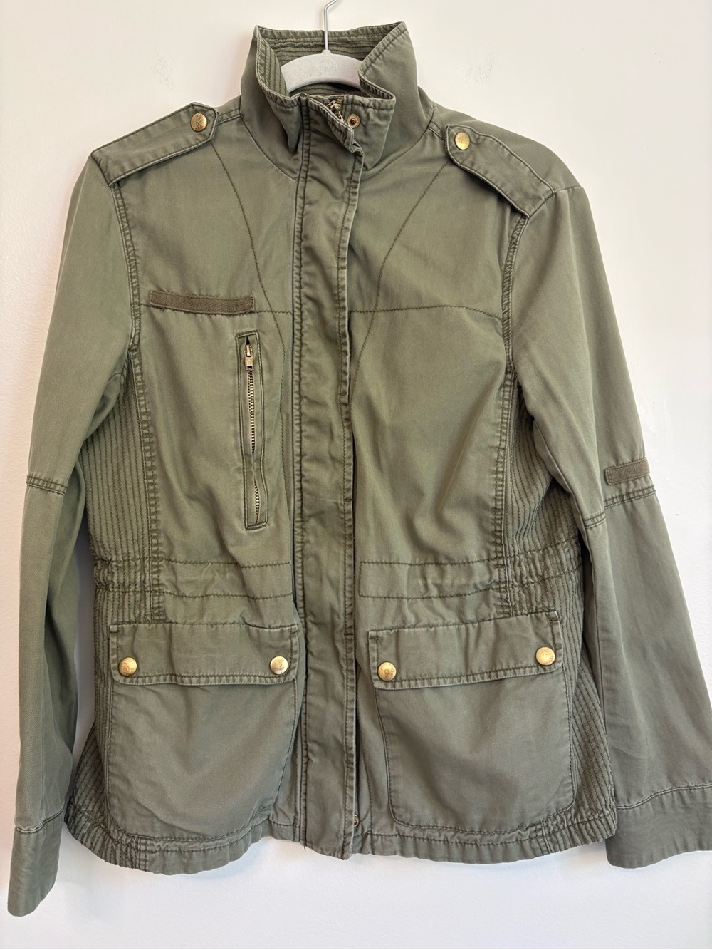 H&M Women’s Olive Utility Military Style Cotton Jacket Field Coat Sz 8 - Picture 1 of 8
